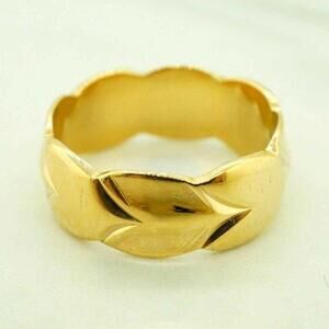 14k Yellow Gold Women's Wedding Band Ring Size 8 Estate Sale Loupe Clean 6.10g